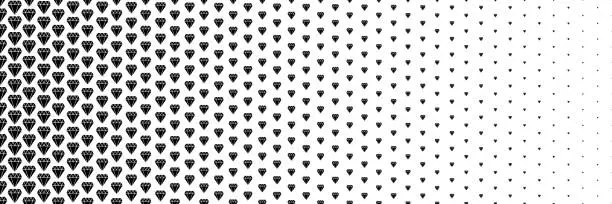 Vector illustration of horizontal halftone of black diamond design for pattern and background.