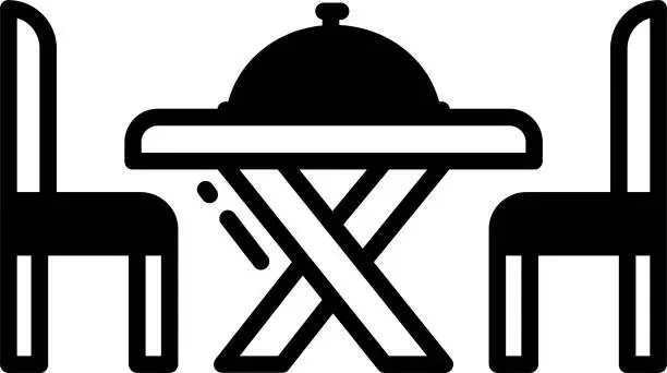 Vector illustration of Dining Table glyph and line vector illustration