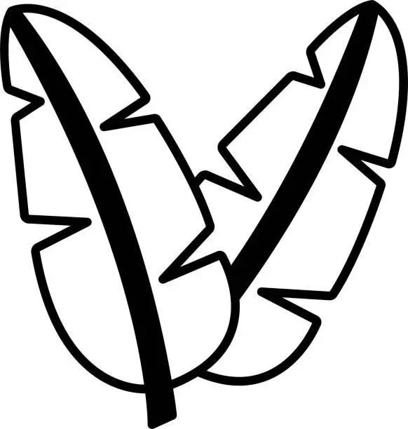 Vector illustration of Banana Leaf glyph and line vector illustration