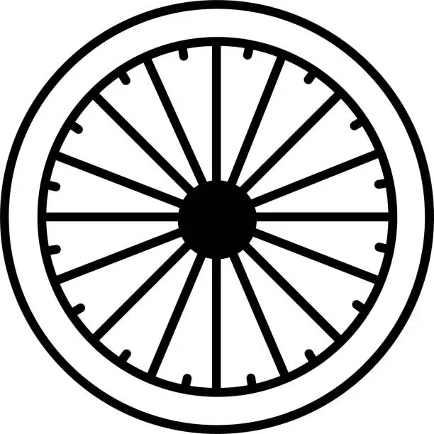 Vector illustration of Dharma Wheel glyph and line vector illustration