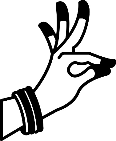 Hand gesture glyph and line vector illustration