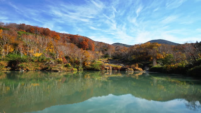pond in autumn season, Aomori, Japan