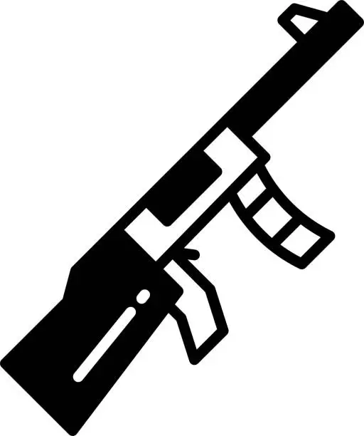 Vector illustration of Rifle glyph and line vector illustration