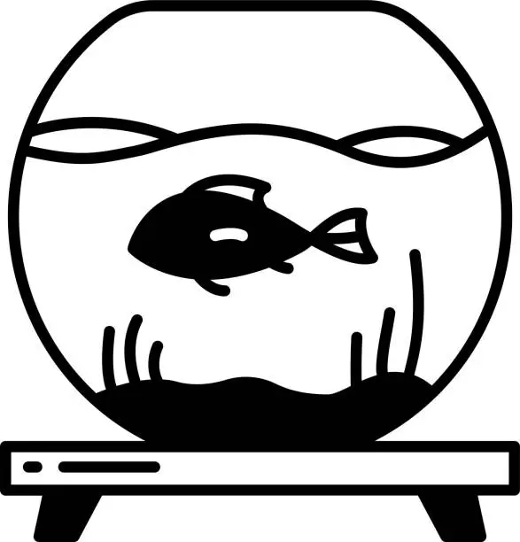 Vector illustration of Fish tank glyph and line vector illustration