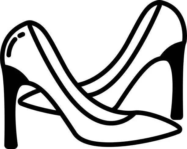 Vector illustration of High heels glyph and line vector illustration