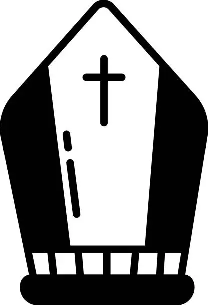 Vector illustration of Pope Crown glyph and line vector illustration