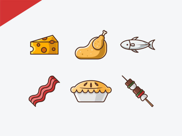 Set of Fast Food Filled Icon Vol. 9 Set of Fast Food Filled Icon Vol. 9 - Fast Food Icon Set Vector Illustration Design. apple pie cheese stock illustrations