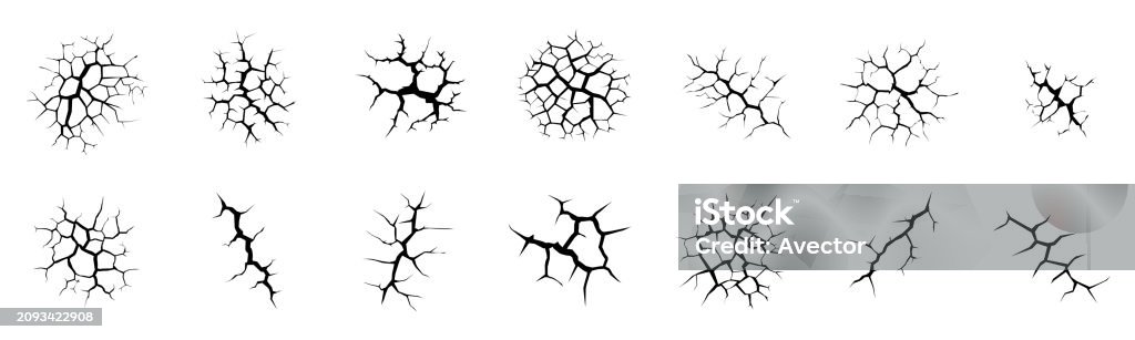 Crack Fractures Of Wall Or Floor Break Effect Vector Texture Background ...
