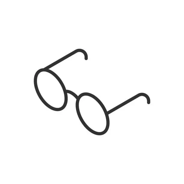 Vector illustration of Glasses, linear icon, Isometric style. Line with editable stroke