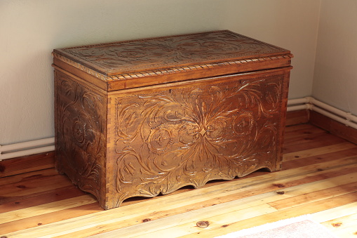 Old dowry chest wood craftsmanship