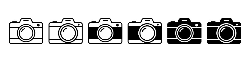 Photo camera icon set basic simple design