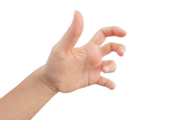 istock Hands that have the characteristic symptoms of trigger finger on white background. 2093478969