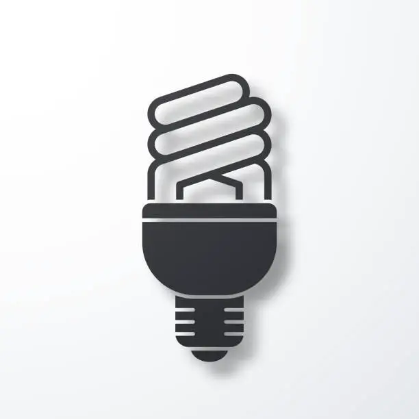 Vector illustration of Fluorescent light bulb. Icon with shadow on white background