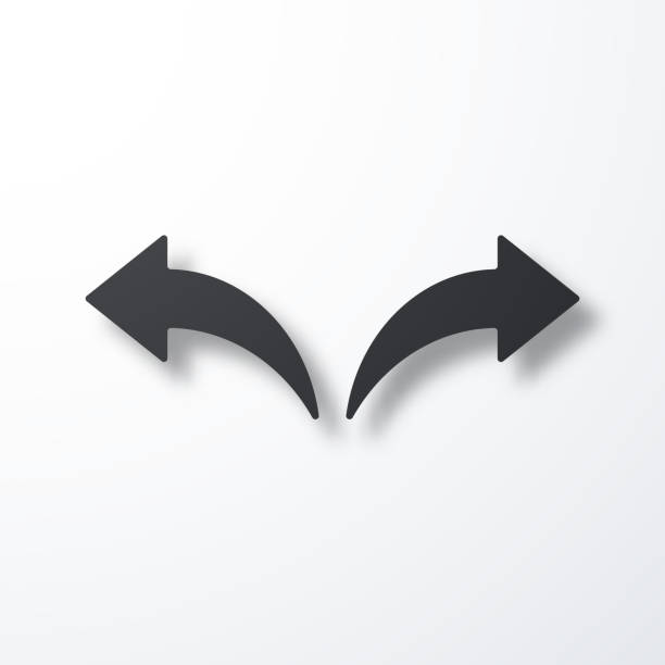 Left and right arrow. Icon with shadow on white background Black icon of "Left and right arrow" with a shadow isolated on a blank background. Vector Illustration (EPS file, well layered and grouped). Easy to edit, manipulate, resize or colorize. Vector and Jpeg file of different sizes. undo key stock illustrations