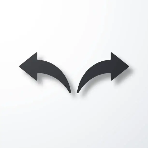 Vector illustration of Left and right arrow. Icon with shadow on white background