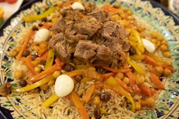 istock rice food and meat in a traditional dish 2093491066
