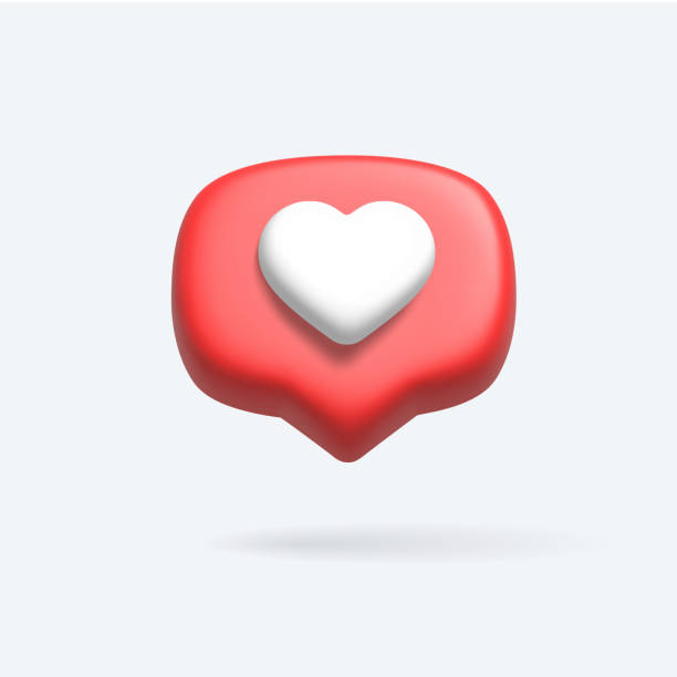 istock 3d Heart icons for social media. 2093500553