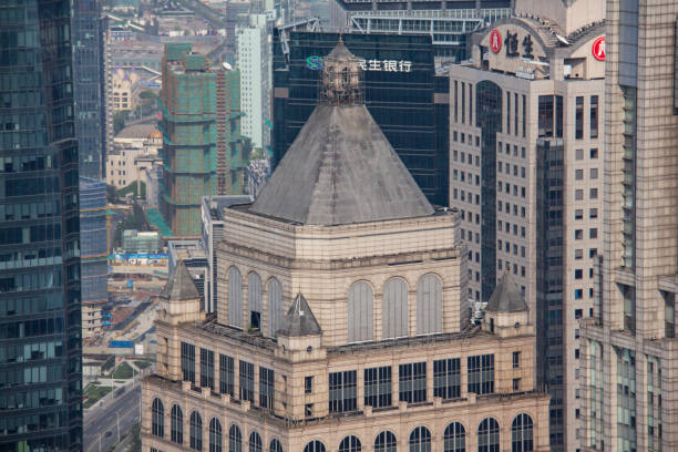 Low angle view of Shanghai tower, the tallest building in China and the second in the world at 632 mt, height, Shanghai, China