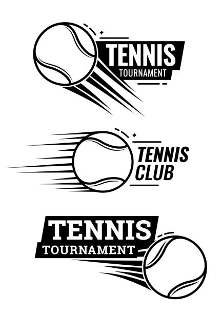 tennis ball icons. symbol or emblem. - tennis tennis ball sphere ball stock illustrations