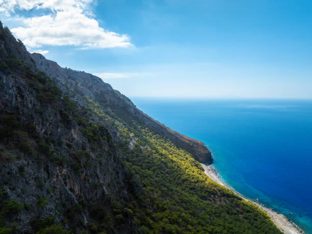 Aerial view of Southern coast of Crete (Agios Pavlos - Agia Roumeli, Crete).