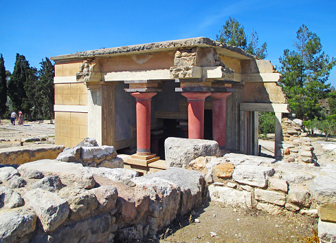 North Lustral Basin, Amazing Subterranean Structures in the Archaeological Site of Knossos, Crete Island, Greece