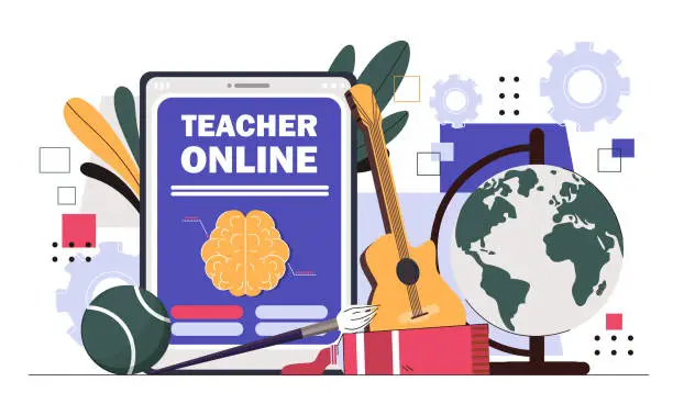 Vector illustration of Teacher online service vector concept