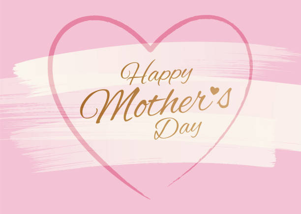 Happy Mother’s Day with gold colored lettering. Mother's Day with gold colored hand lettering on the grunge pink colored background. Stock illustration family word art stock illustrations