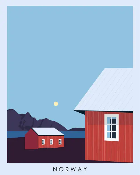 Vector illustration of Norway postcard