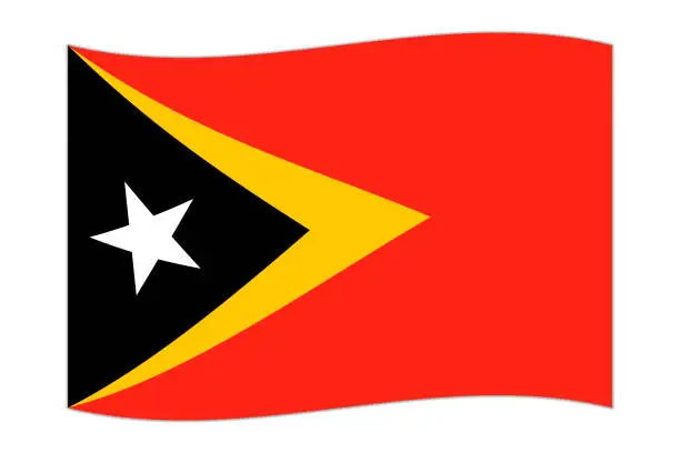 Vector illustration of Waving flag of the country East Timor. Vector illustration.