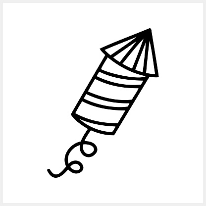 Doddle rocket fireworks icon Petard logo Hand drawn vector stock illustration EPS 10