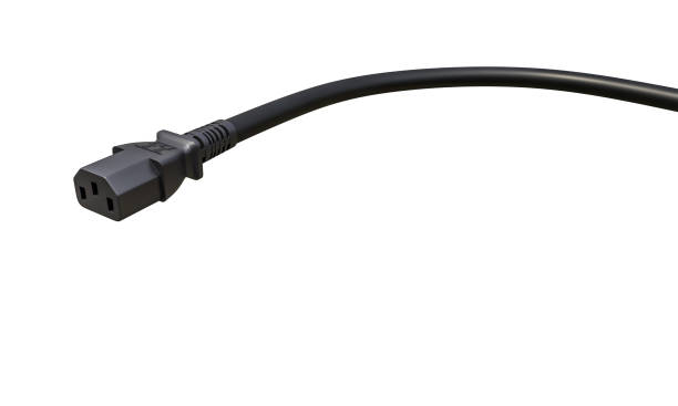 istock Close-up of a black power cable isolated on white 2093542276