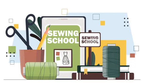 Vector illustration of Sewing school vector concept