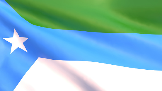 3D render - flag of Jubaland fluttering in the wind, Somalia.