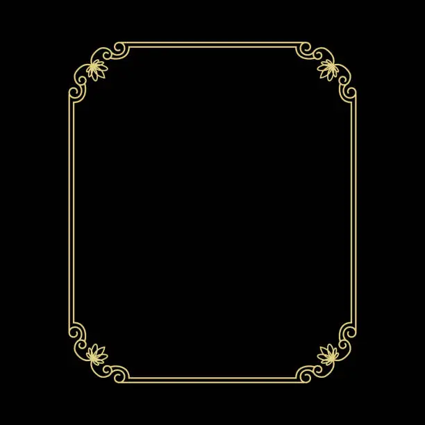 Vector illustration of Vector thin gold beautiful decorative vintage frame for your design.