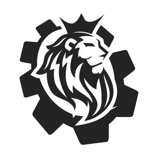 Vector illustration of Lion Gear template Isolated. Brand Identity. Icon Abstract Vector graphic