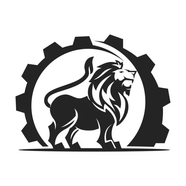 Vector illustration of Lion Gear template Isolated. Brand Identity. Icon Abstract Vector graphic