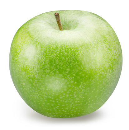 Ripe perfect green apple on white background. File contains cllipping path.