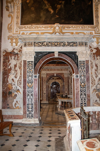 interior of the baroque Jesus church, also known as Casa Professa,  at Palermo