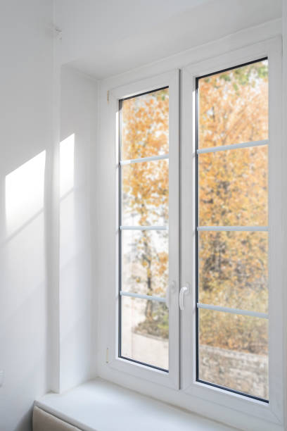 istock New plastic pvc window with white metal frame installed in modern house 2093609673