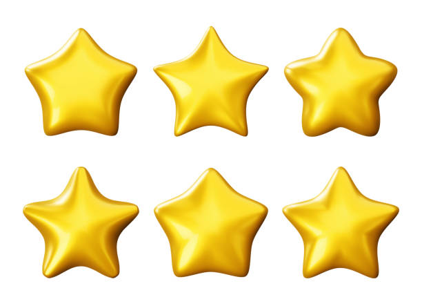 istock 3d gold yellow stars set different shapes. Stars realistic 3d design cartoon style. Vector illustration 2093628368