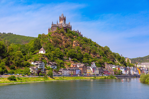 Sunny Cochem, beautiful town on romantic Moselle river,  Germany