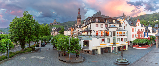 Foggy Cochem, beautiful town on romantic Moselle river, Germany