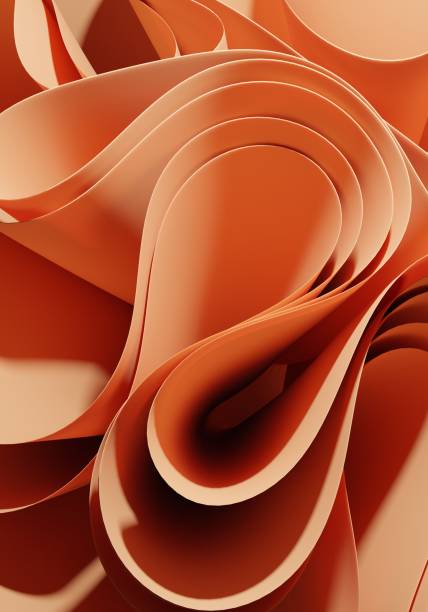 istock abstract background with curved orange paper layers. 3d render illustration 2093645418