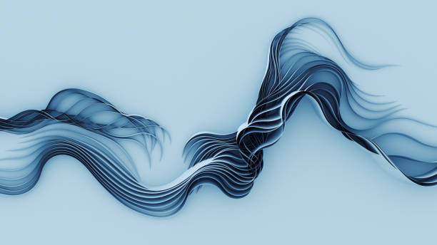 Flow Abstract smoke or water flowing and swirling, 3D render. ribbon flow stock pictures, royalty-free photos & images
