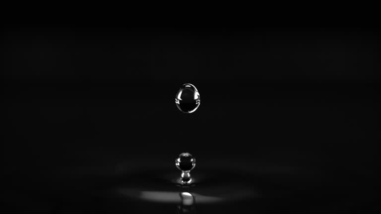 SLO MO LD Single droplet falling into water against black background