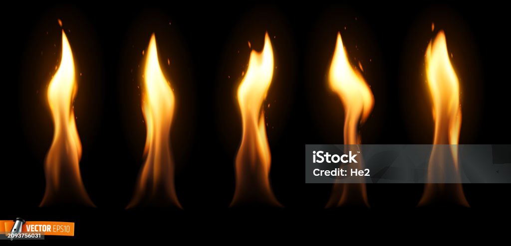 Realistic Flames Reference Vector Realistic Flames Stock Illustration - Download Image Now ...