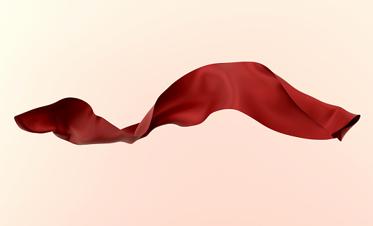 Pink fabric flying in the wind isolated on white background 3D render