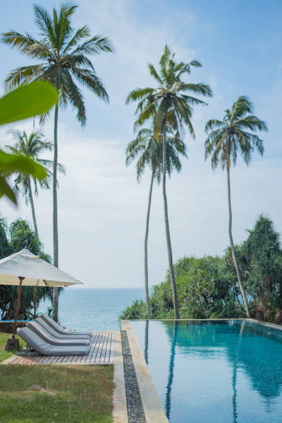 istock View down outdoor swimming pool to sea 2093782111
