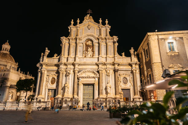 Saint Agatha Cathedral in Catania, Sicily at night.