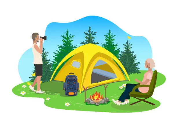 Vector illustration of camping